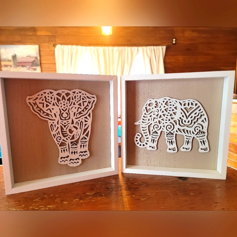 White Elephant Wall Art Set